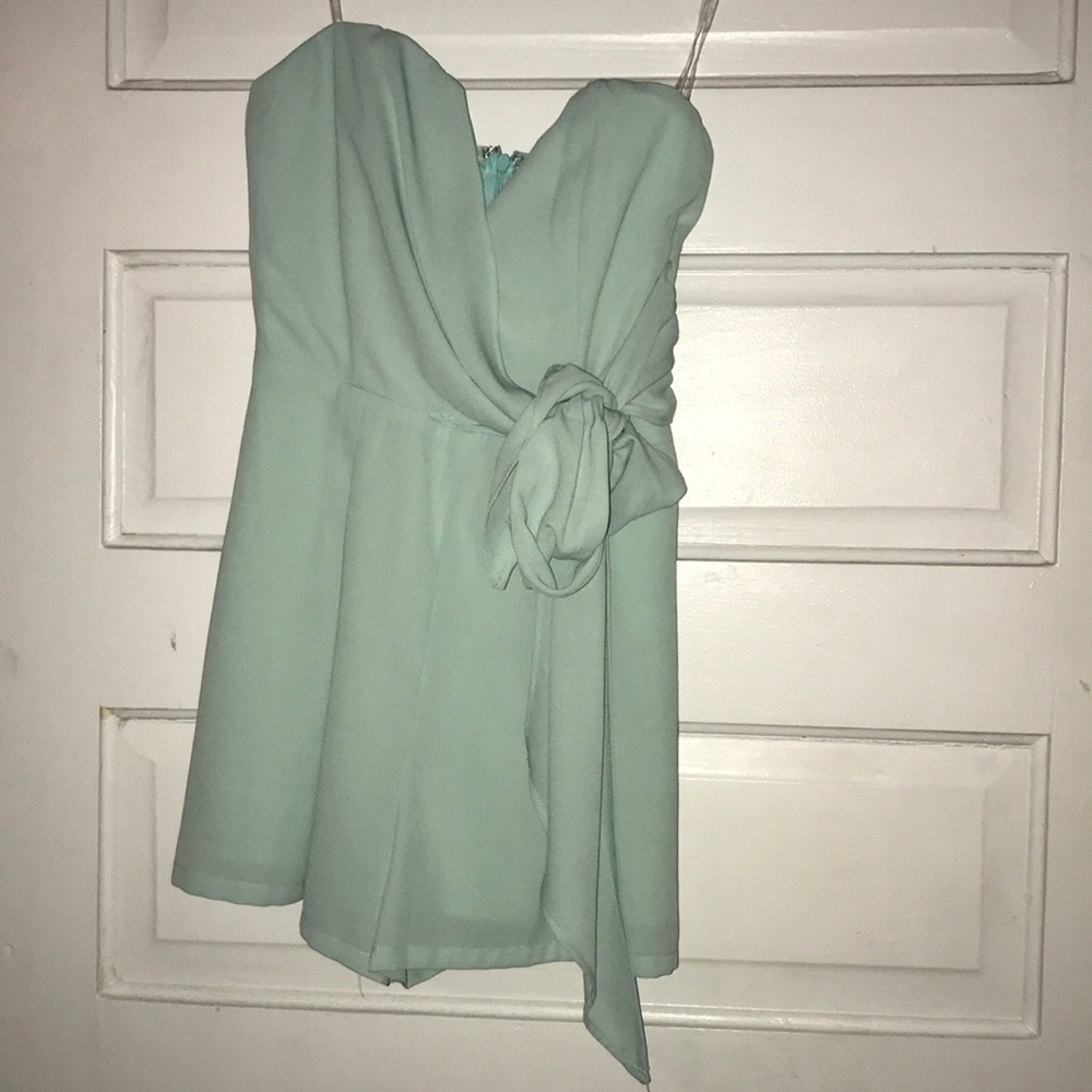 Teal Strapless Romper